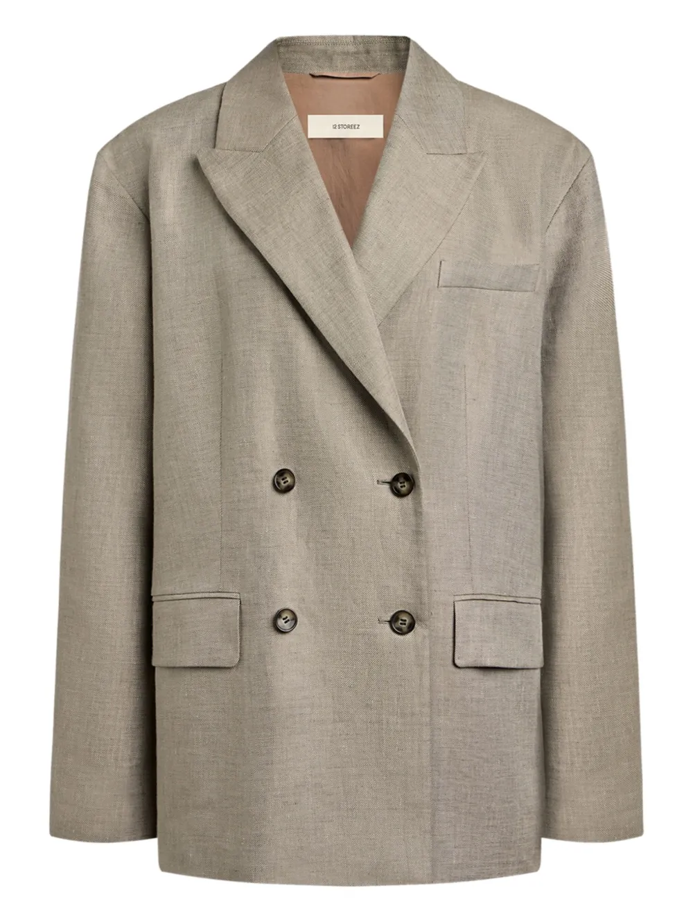 

Двубортный льняной пиджак 12 STOREEZ, коричневый
