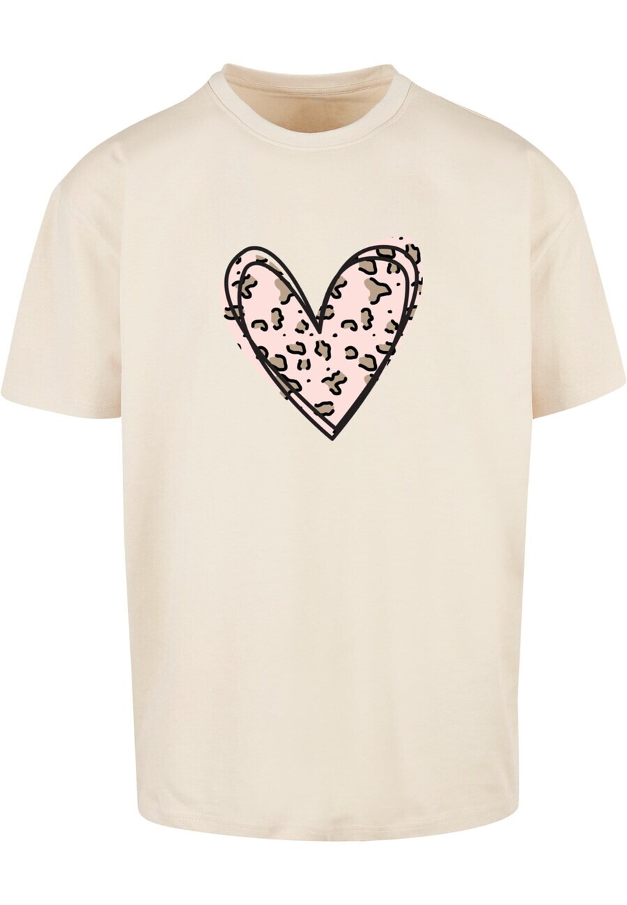 

Классическая футболка Merchcode Shirt Valentines Day - Leopard Heart, бежевый