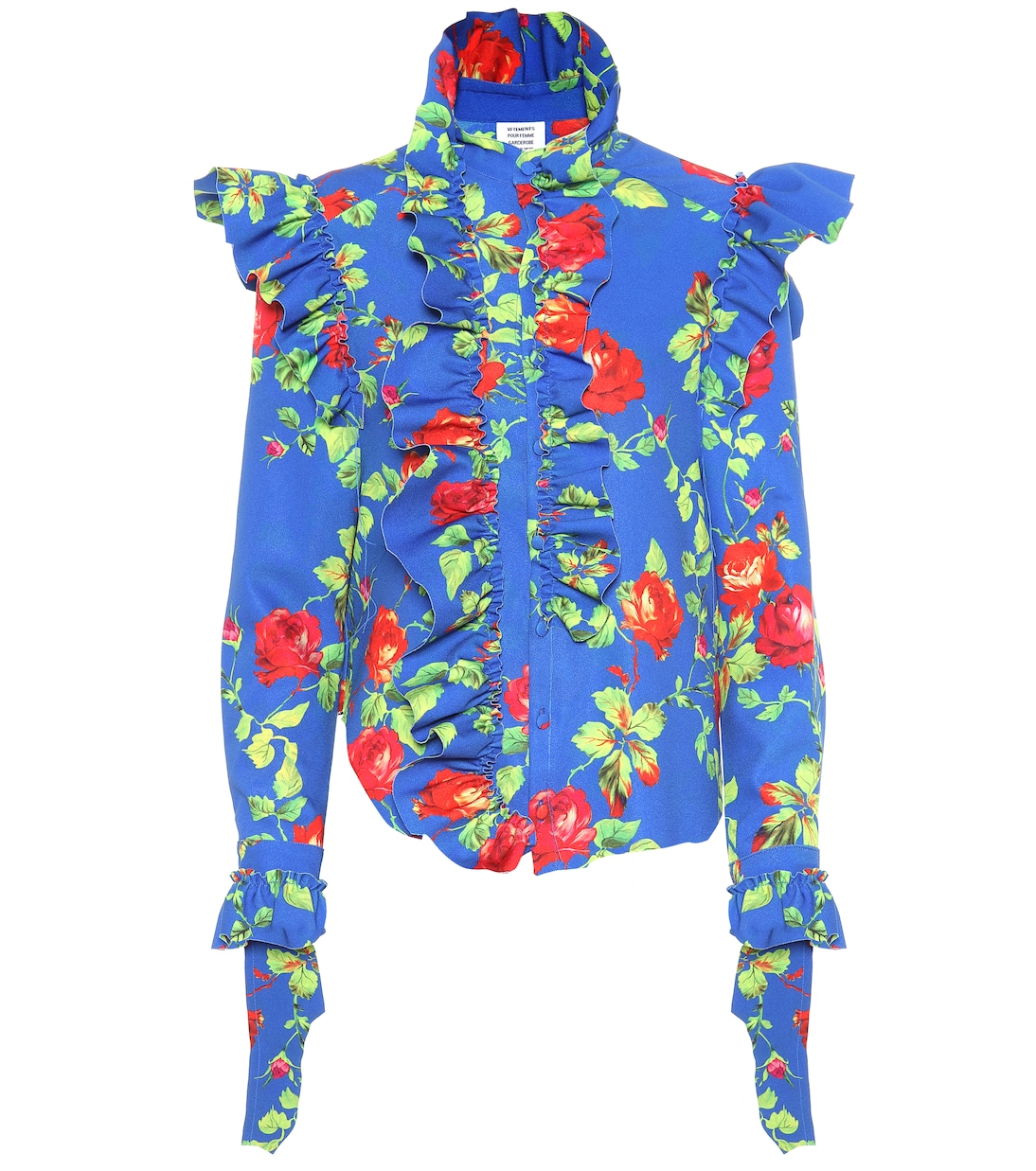 

Рубашка из крепа с цветочным рисунком Vetements, Blue Flowers