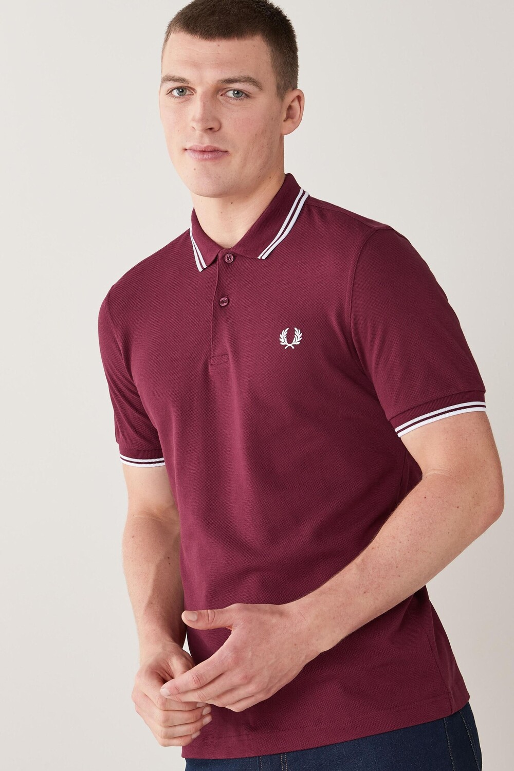 

Мужская рубашка-поло с двойными полосками Fred Perry, белый