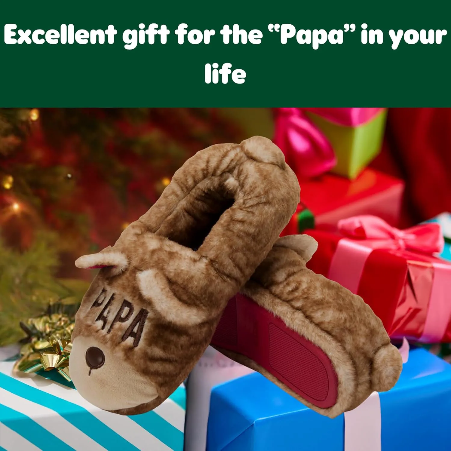 Мужские тапочки Dearfoams Matching Family Holiday Papa Bear с вышивкой, отделка шерпой, модель Moc Toe — фото 4