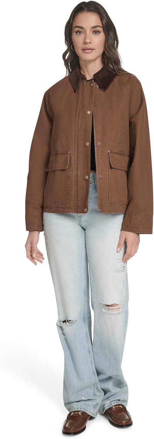 Женская куртка Levi's короткая хлопковая, темно-коричневый — фото 2