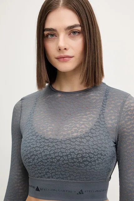 Лонгслив тренировочный с принтом Adidas by Stella McCartney, серый — фото 4
