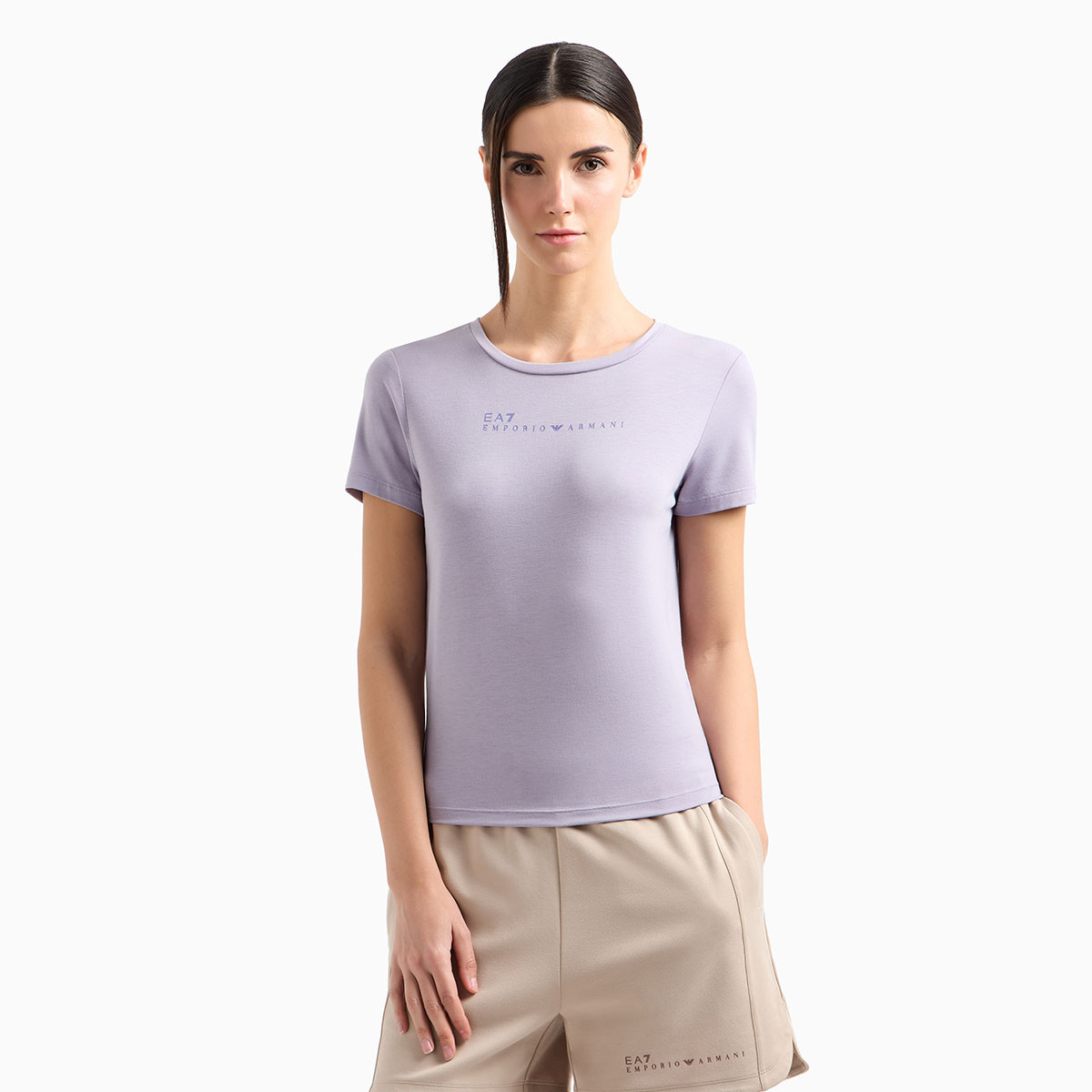 Обычная футболка женская EMPORIO ARMANI, светло-фиолетовый — фото 4