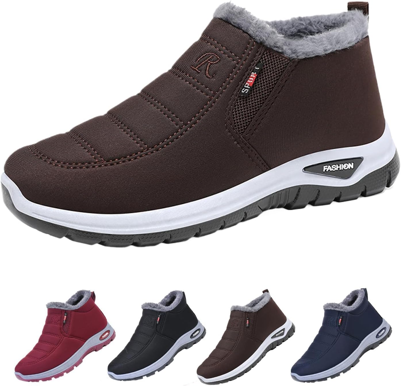 

Короткие зимние ботинки для женщин, зимние ботинки для женщин и мужчин, водонепроницаемые, с мехом, средней высоты, кроссовки, мягкие теплые короткие ботинки для активного отдыха, удобные прогулочные модные обувь Generic, коричневый