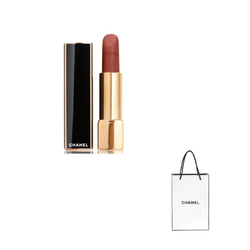 CHANEL Помада Gold Edge Black Tube, мягкая и яркая матовая, легко растушевывается, естественное осветление, 3,5 г, подарок на день рождения, #448 - DÉLICATE