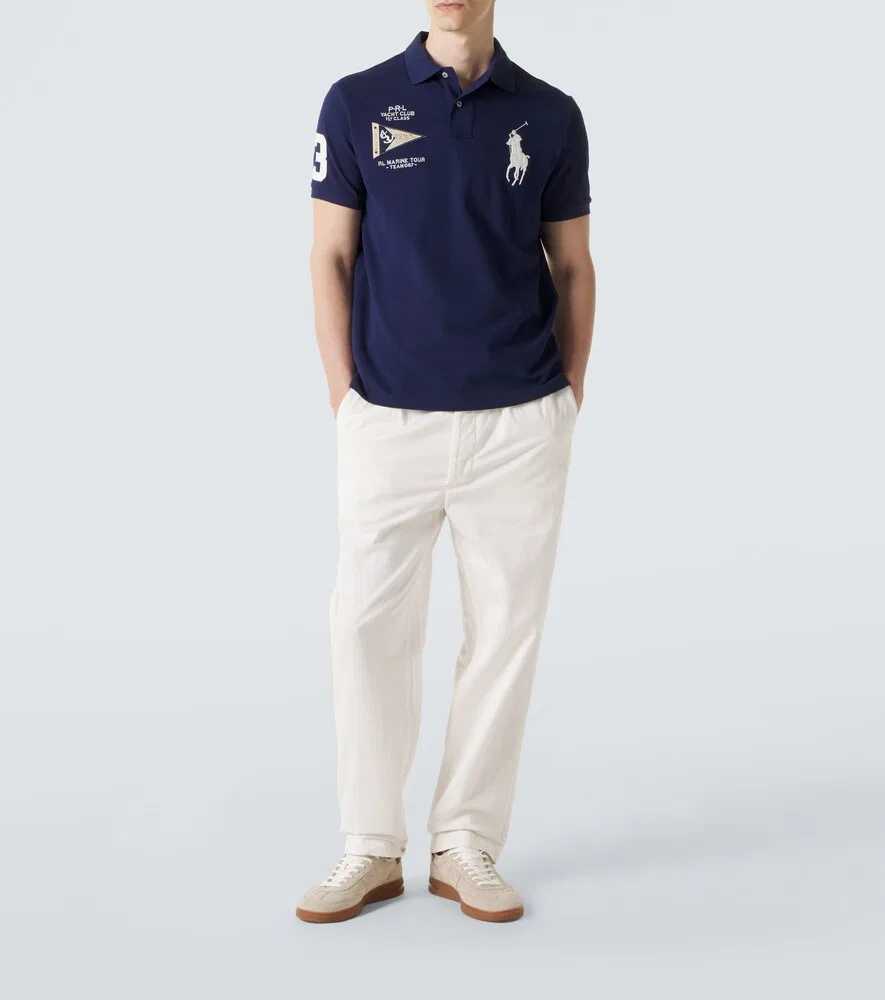 Вышитая хлопковая рубашка поло Polo Ralph Lauren, синий — фото 2