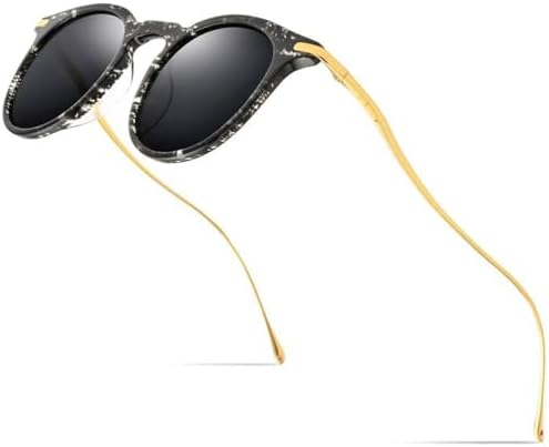 

Солнцезащитные очки 2026 года для мужчин, винтажные круглые солнцезащитные очки для женщин, качественные зеркальные очки с защитой от УФ-излучения UV400 MTZJH, Clear Black Gray