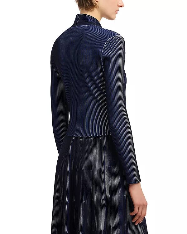 Двухцветный ребристый полосатый кардиган Emporio Armani, черный — фото 3