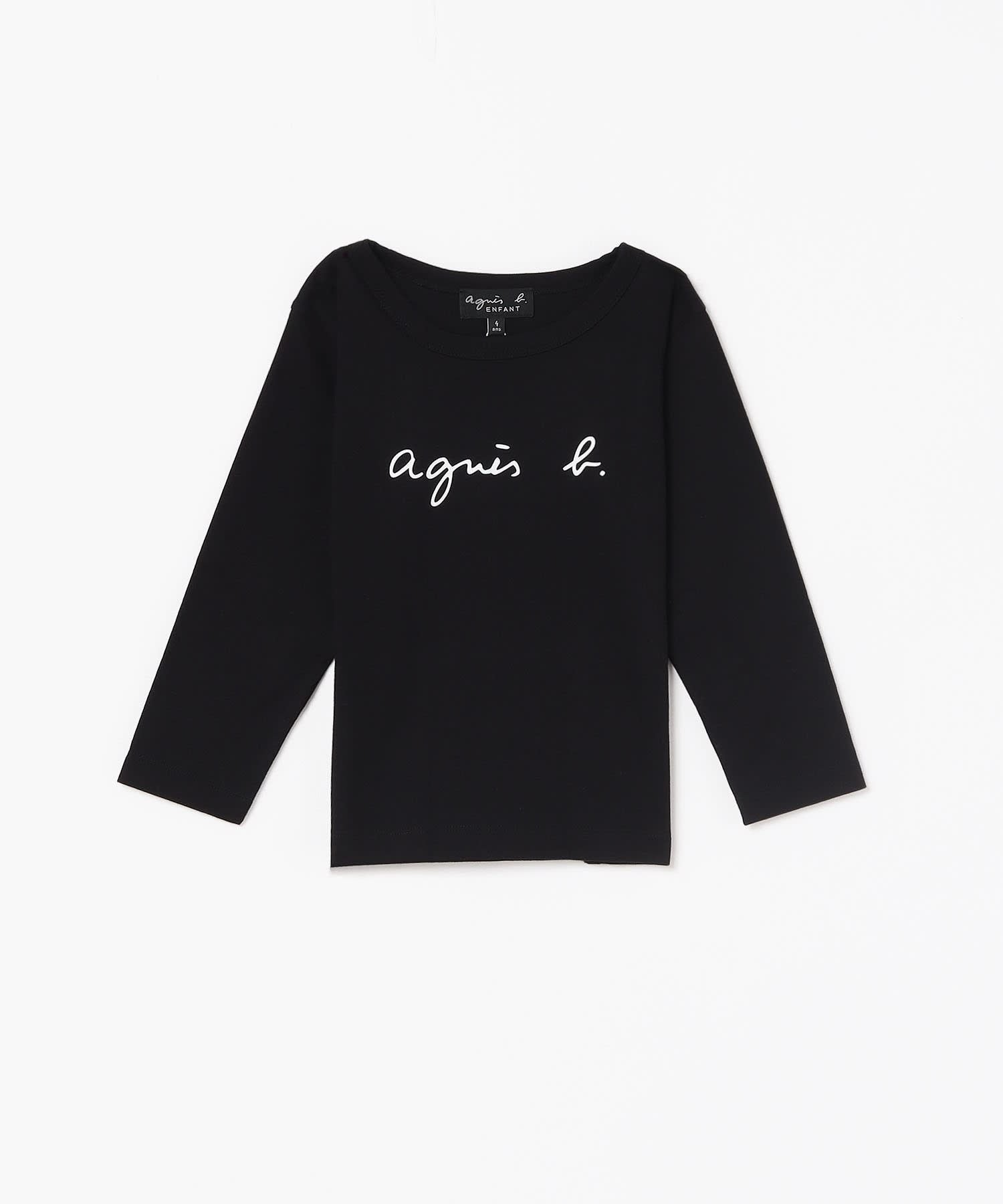 Детская хлопковая футболка с длинными рукавами и логотипом Agnes b. ENFANT, Black