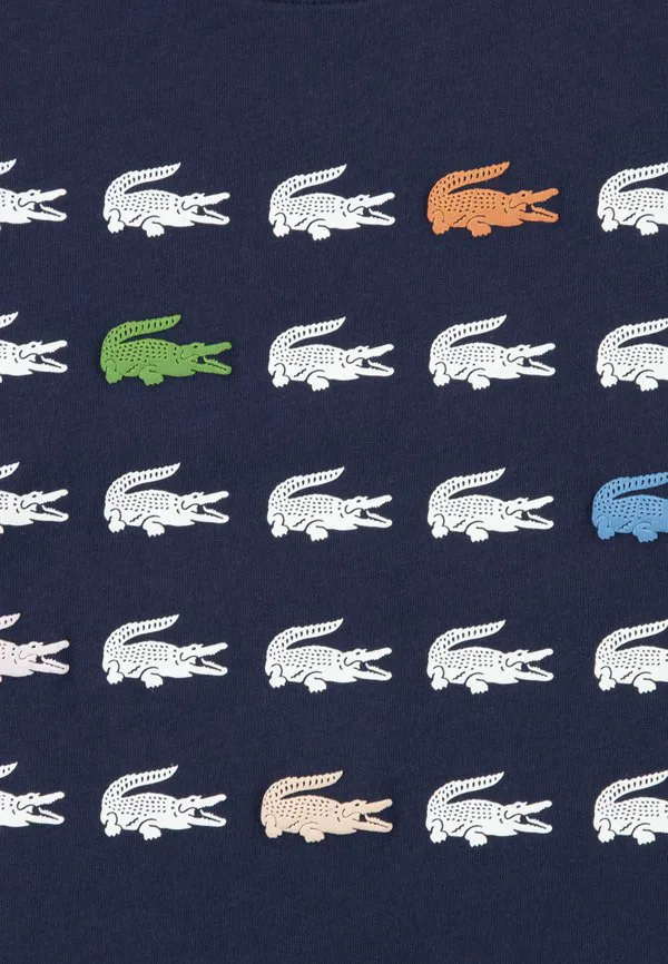 Футболка с принтом в виде крокодиловой сетки Lacoste, Marine — фото 4