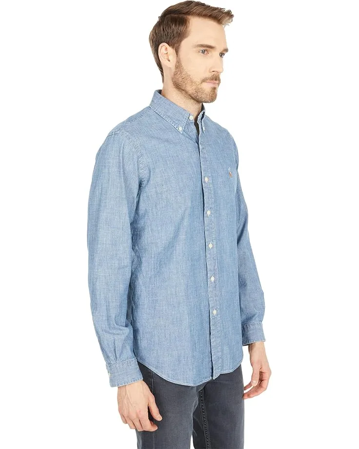 Рубашка Polo Ralph Lauren Classic Fit Indigo Chambray Shirt, Medium Indigo — фото 4