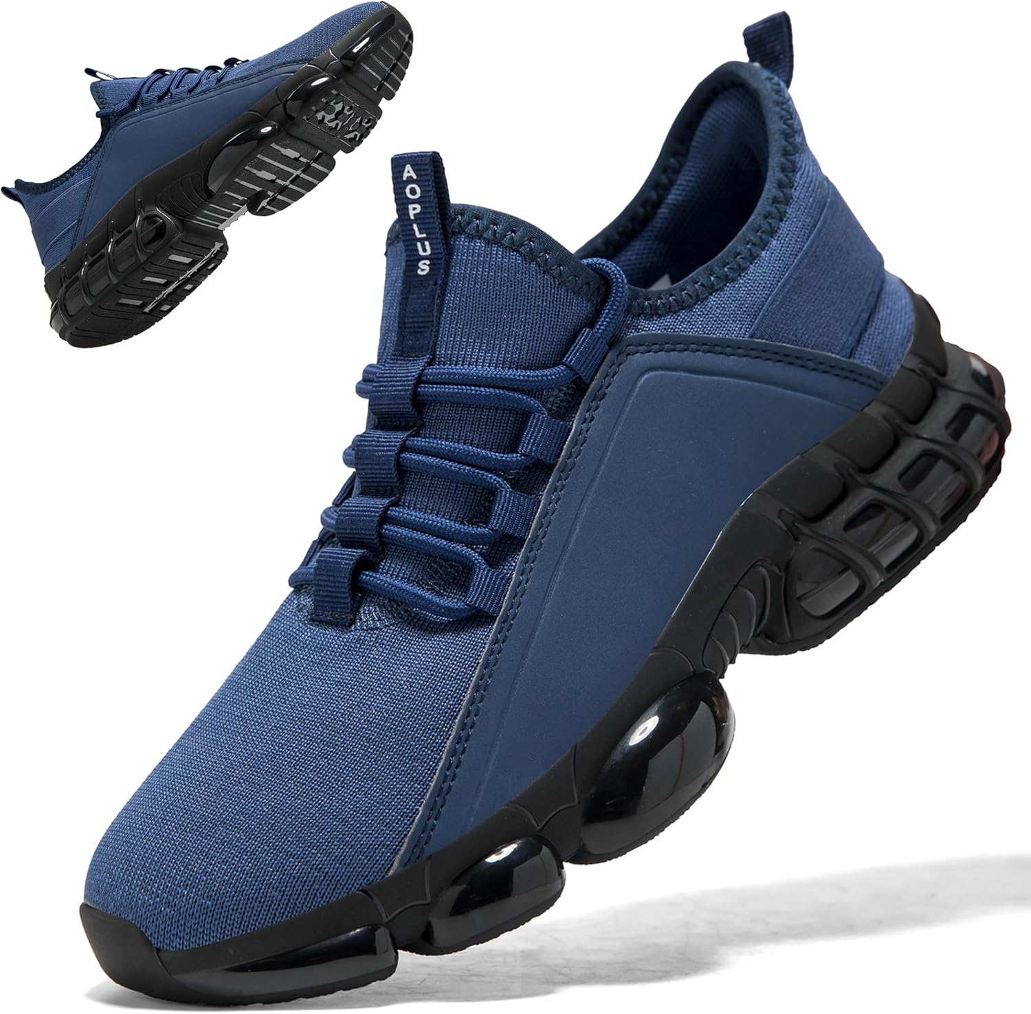 

Мужские кроссовки для ходьбы, мужские сникерсы, дышащий сетчатый верх, поддерживающая подошва, стабильность пятки, модные кроссовки Aoplus, синий