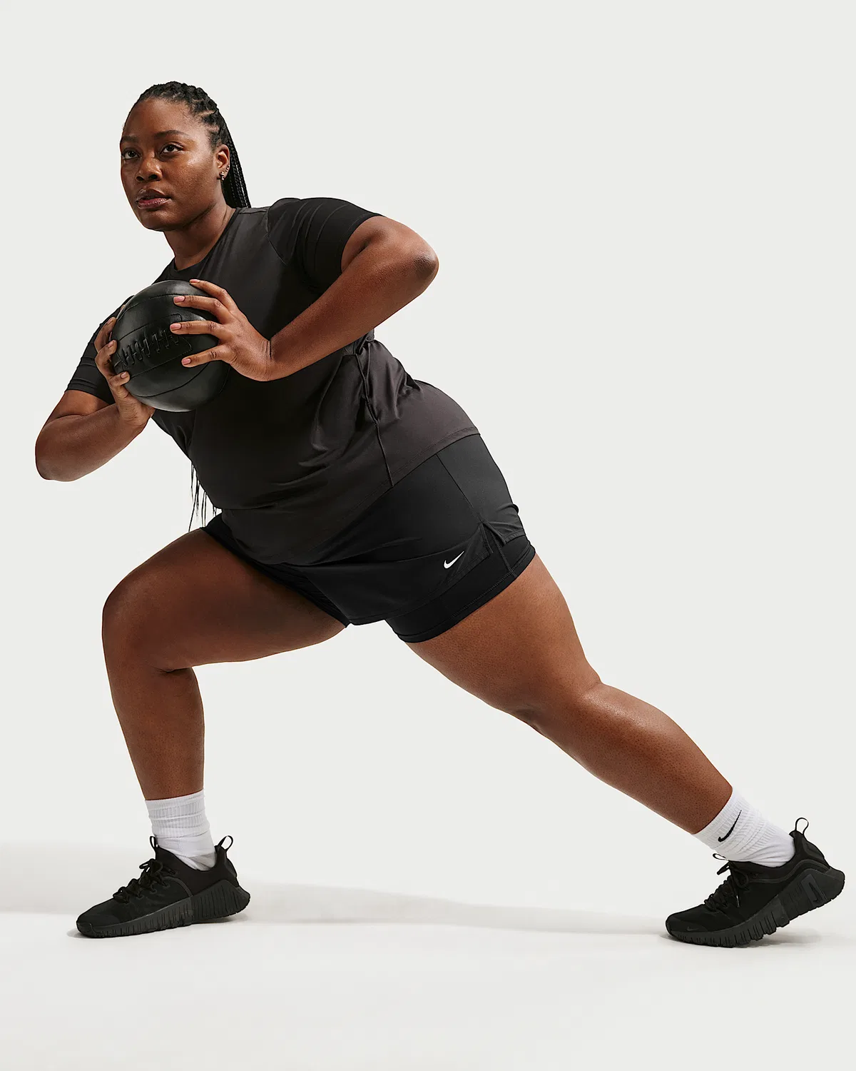 Женские шорты 2-в-1 с высокой посадкой, 3" (плюс размер) Nike Dri-FIT One, Black/White — фото 4