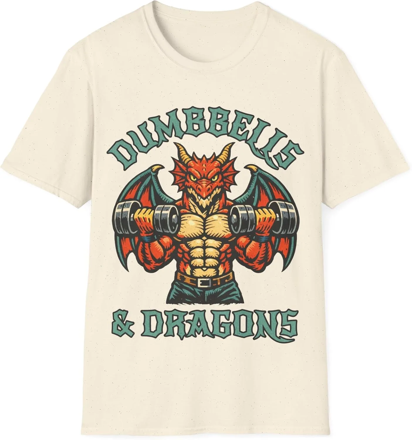 Футболка Dumbbells & Dragons с принтом для любителей спортзала