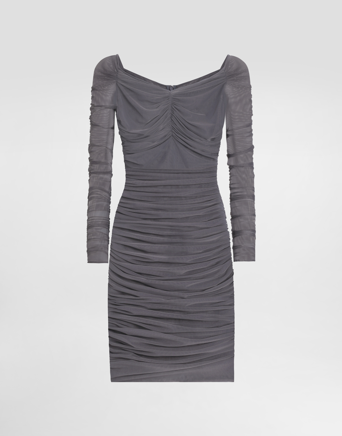 

Короткое легкое платье из тюля с драпировкой Dolce & Gabbana, серый