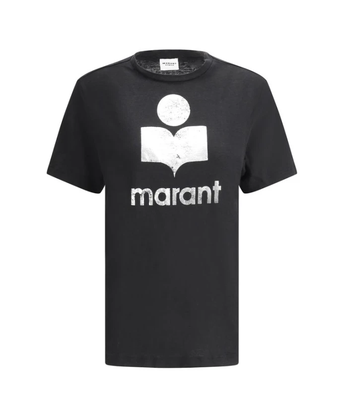 

Льняная футболка с монограммой Marant Ãtoile, черный