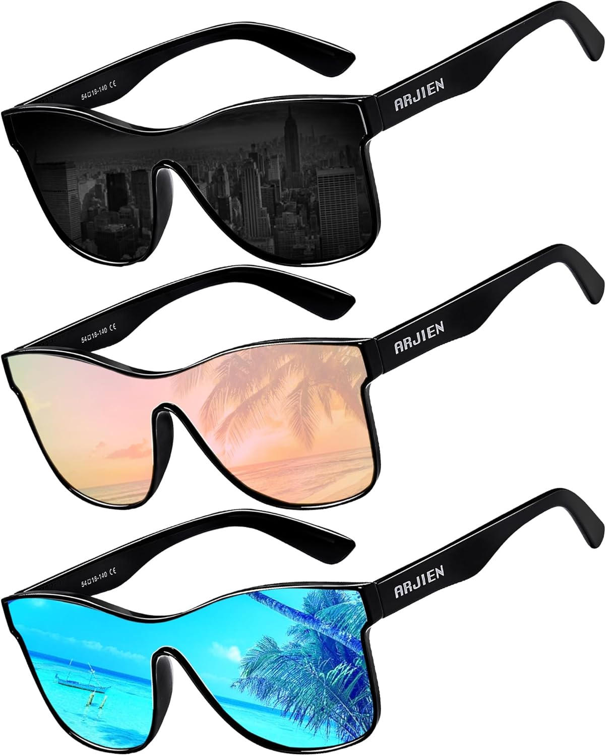 

Солнцезащитные очки Arjien с поляризованными зеркальными линзами для женщин и мужчин, защита UV400, модные квадратные солнцезащитные очки с отражающими цельными линзами, 3 Pack: Black+pink Mirrored+blue Mirrored