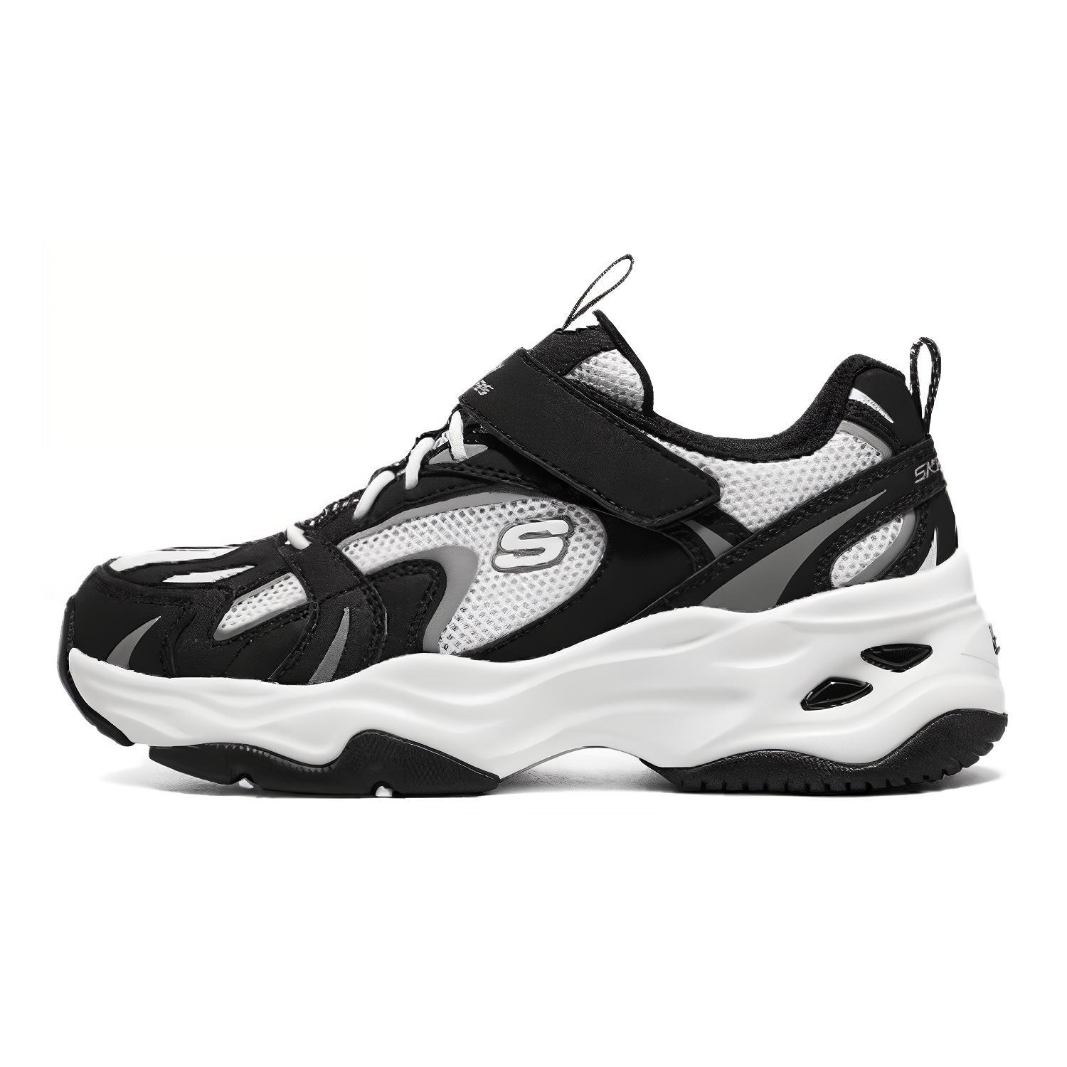 

Амортизирующие износостойкие детские платформенные кроссовки Black White Kids' Skechers, Black White + Привлекательная сумка (в комплекте)