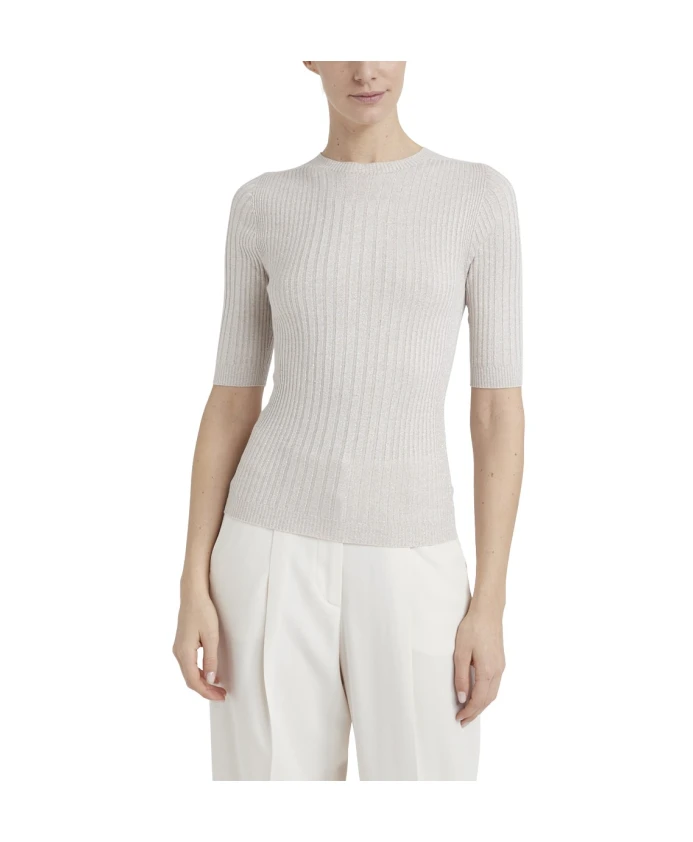 

Ребристый свитер с короткими рукавами Peserico, бежевый