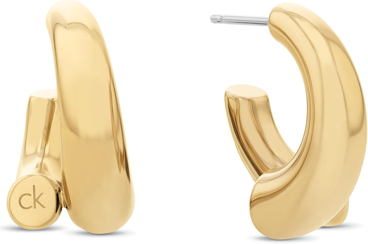 

Женские украшения Calvin Klein - серьги-кольца CK Spiral - нержавеющая сталь - модный аксессуар на каждый день - подарок для нее, Gold Plated