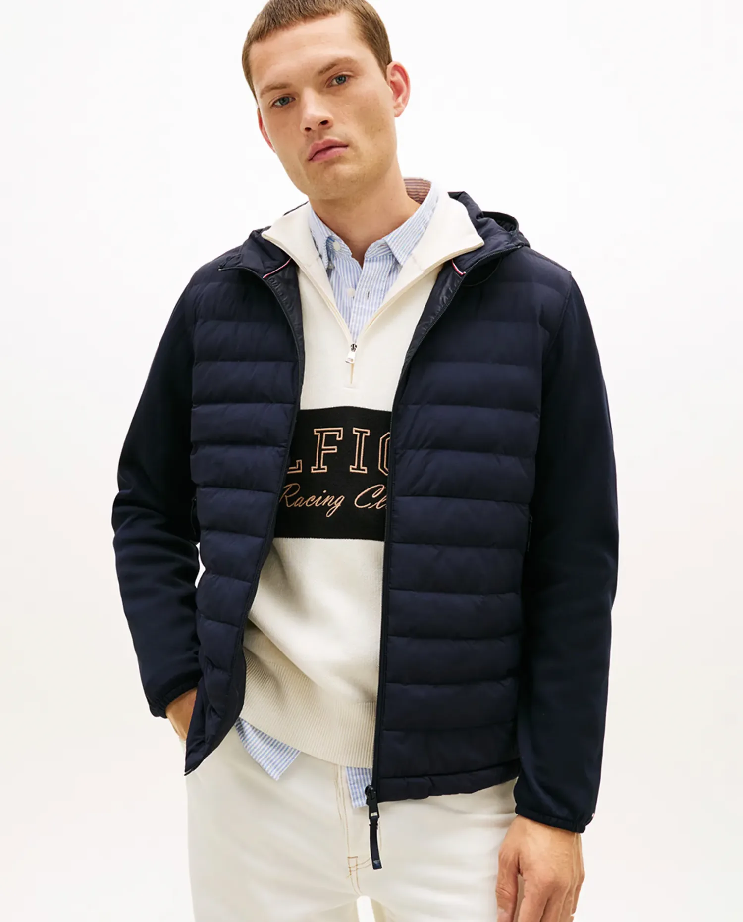 Гибридная мужская куртка на молнии Tommy Hilfiger, светло-голубой