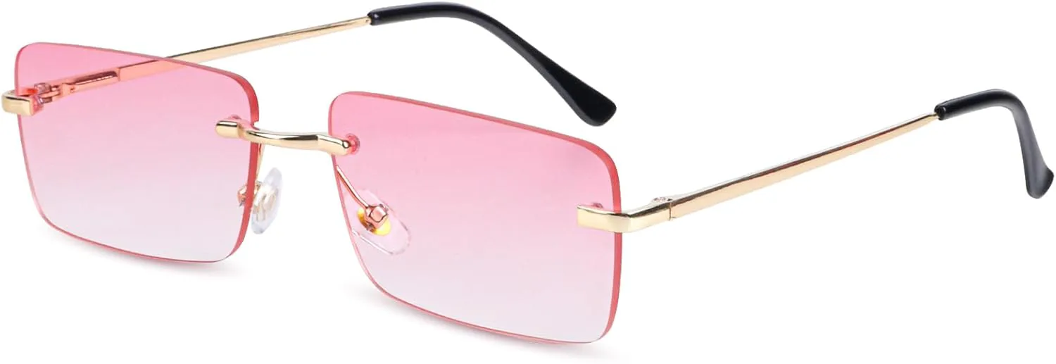 

Солнцезащитные очки без оправы, прямоугольной формы, модные очки, яркие цвета, в морском стиле, для женщин и мужчин, для вечеринок, Хэллоуина, косплея Klfoho, Pink