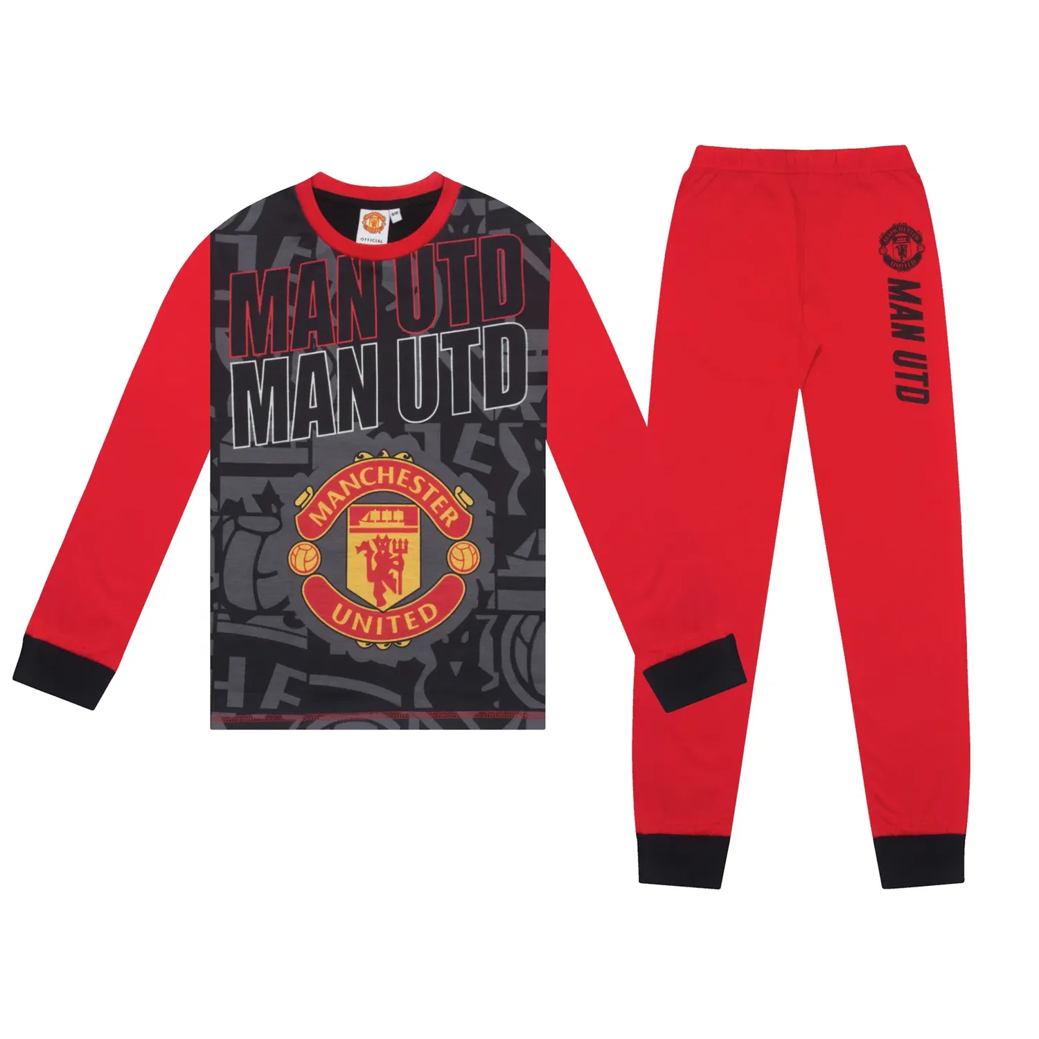 Пижама детская с принтом Manchester United FC, черный