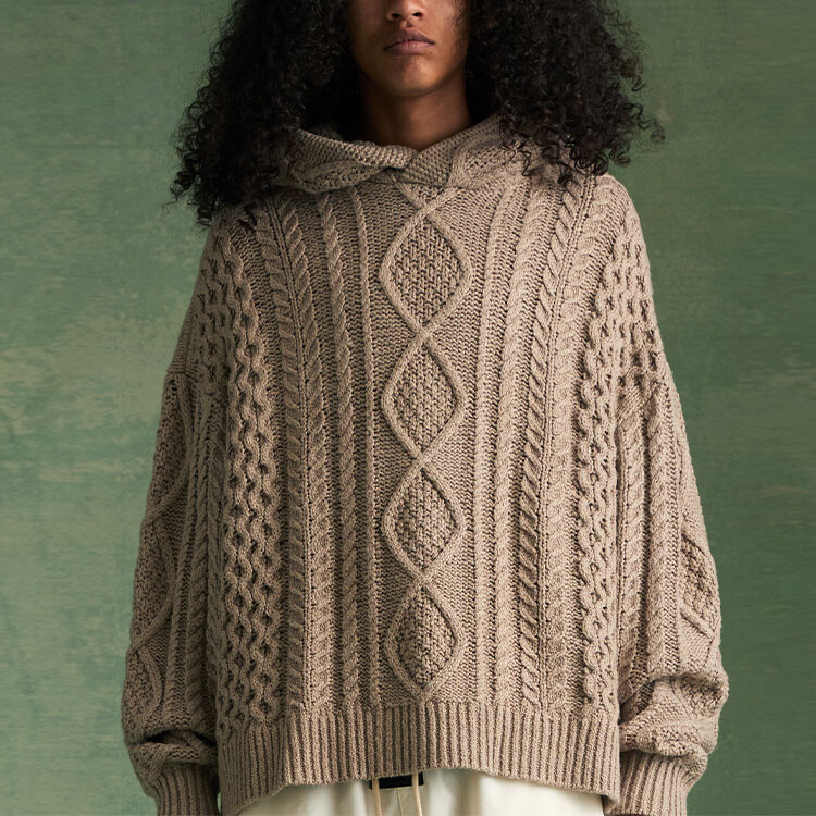 Аппликация логотипа, толстовка с капюшоном из трикотажной пряжи Fear Of God Essentials, цвет Core Heather — фото 3