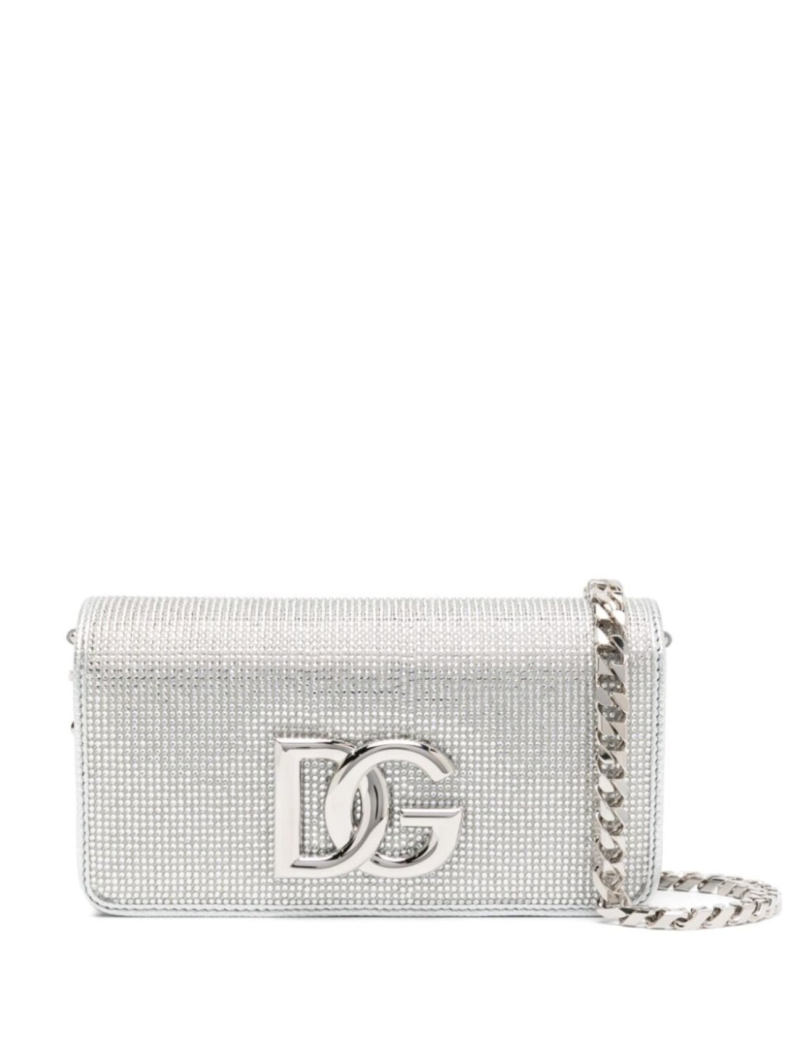 

Dolce & Gabbana клатч с кристаллами и логотипом, серебристый