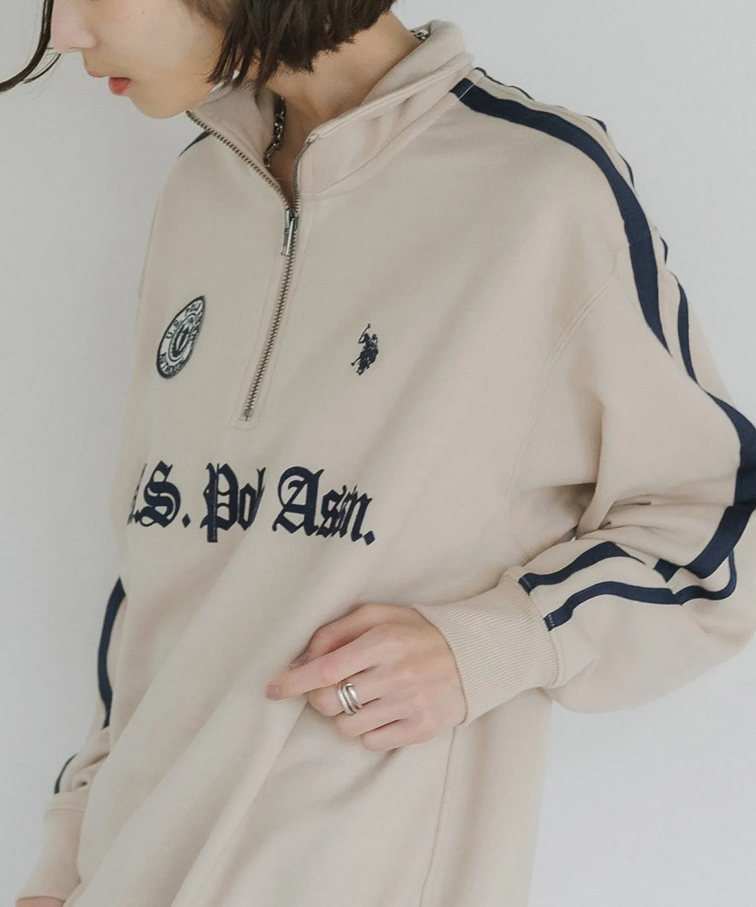 Толстовка с застежкой-молнией до середины груди и вышивкой от US POLO ASSN. — фото 2