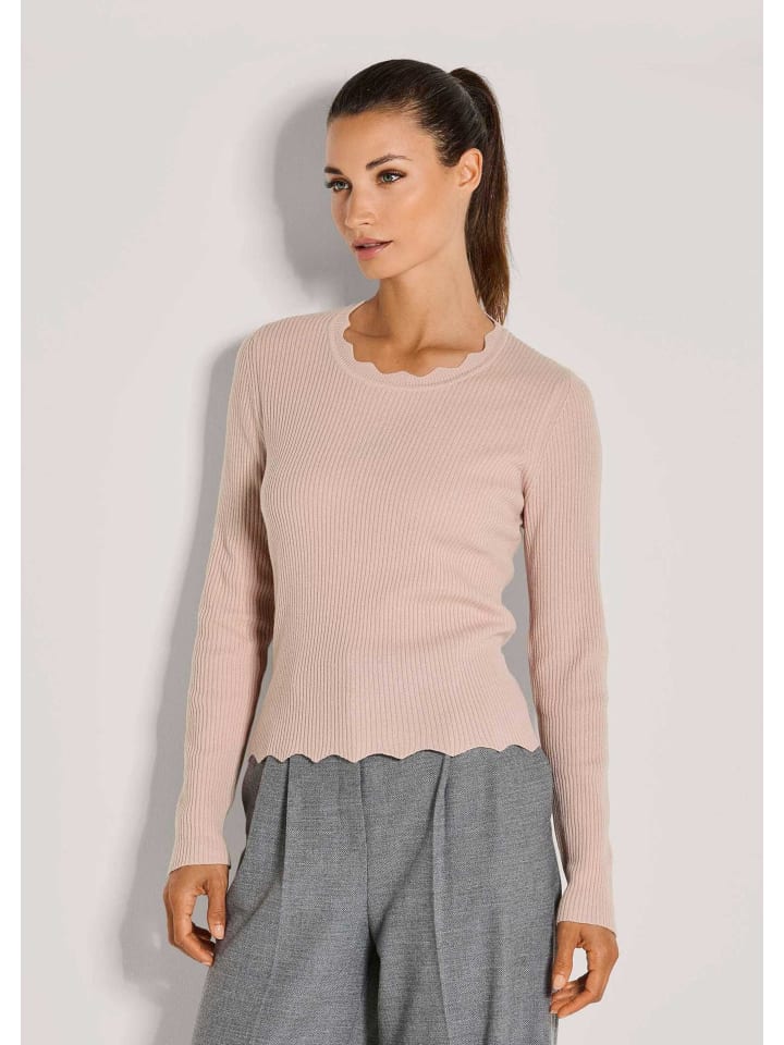 

MADELEINE Легкий вискозный свитер с волнистым краем бледно-розового цвета