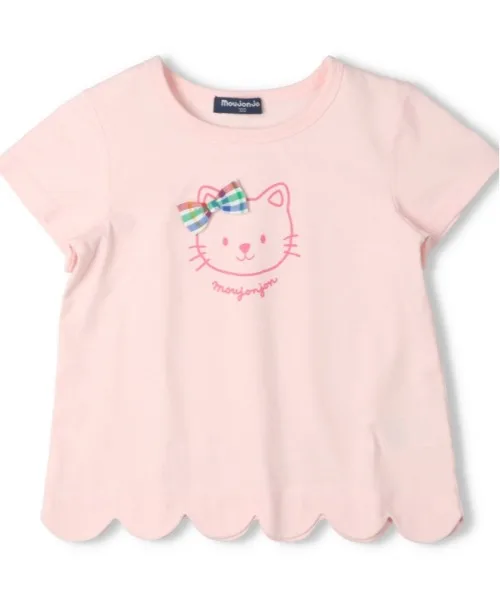 Детская футболка с принтом и лентой moujonjon Ribbon T-shirt светло-розовая
