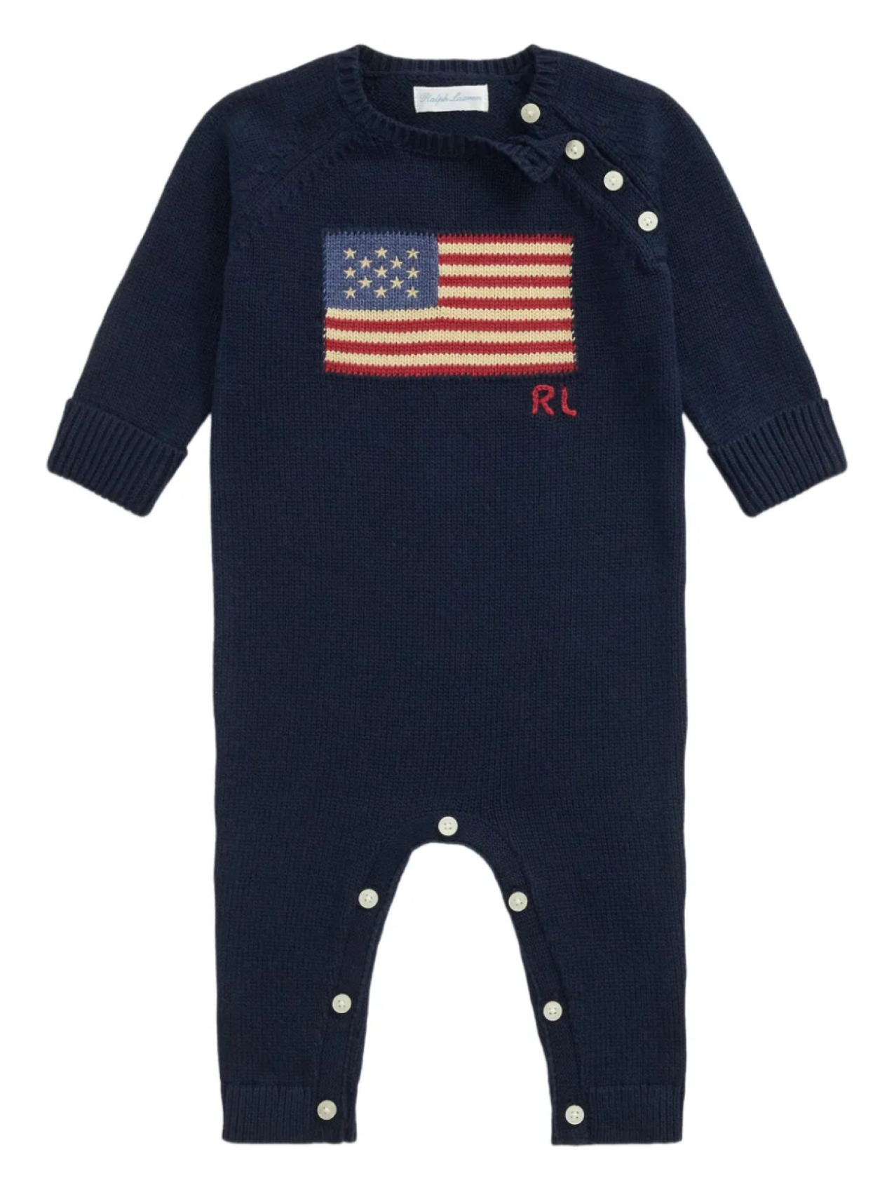 

POLO RALPH LAUREN KIDS трикотажный комбинезон с флагом, синий