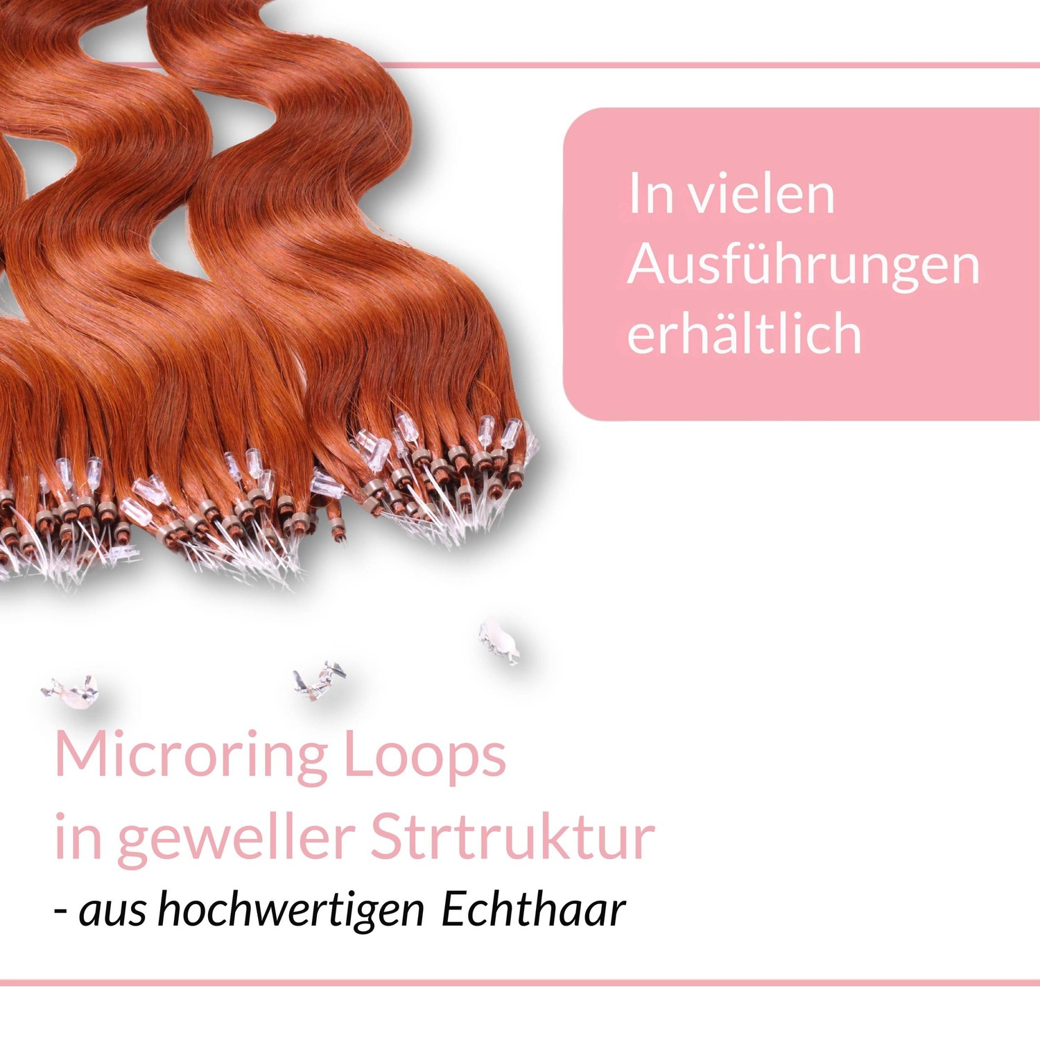 Накладные волосы microring extensions echthaar #8/43 hellblond rot-gold 0.5g Hair2Heart, 50cm, количество 25 шт. — фото 3
