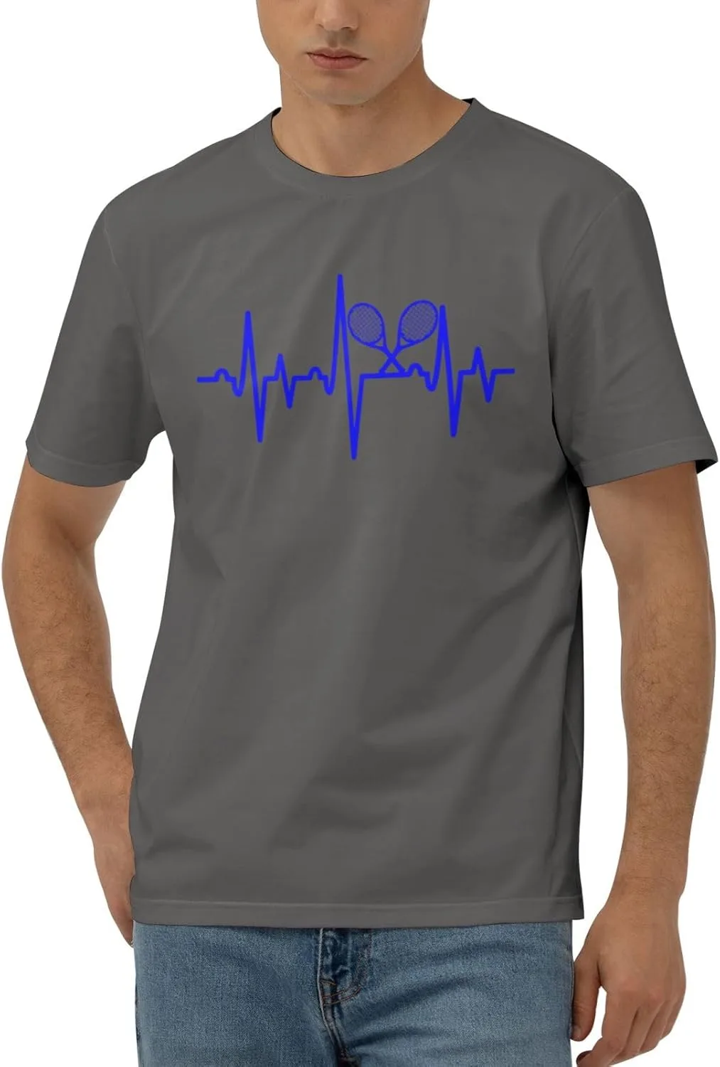 

Футболка мужская Tennis Heartbeats короткий рукав, хлопок, быстросохнущая, черная JYEXSEIZ