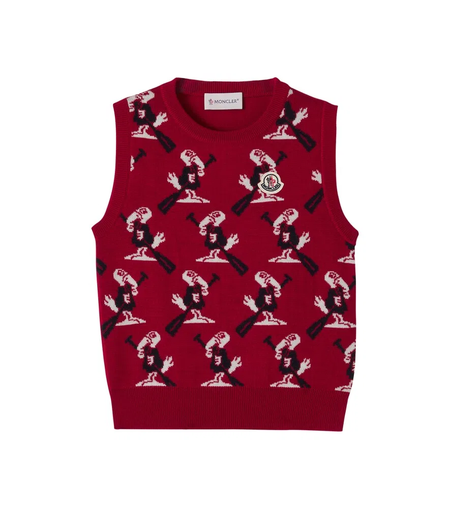 Жилет из натуральной шерсти Moncler Enfant, красный