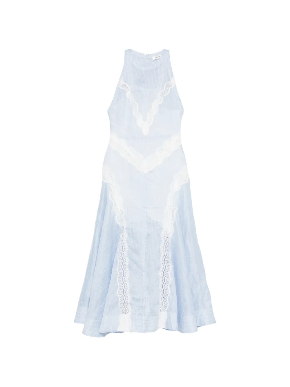 

Кружевное платье миди в полоску Sandro, синий