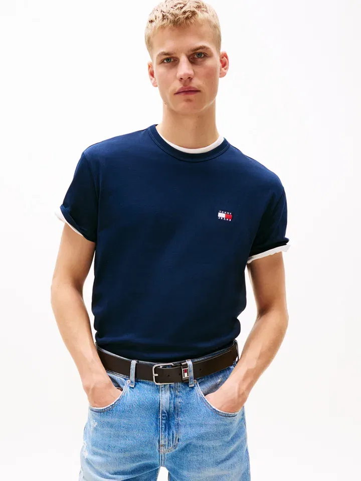 Футболка из меланжевого хлопка Tommy Hilfiger, темно-синий