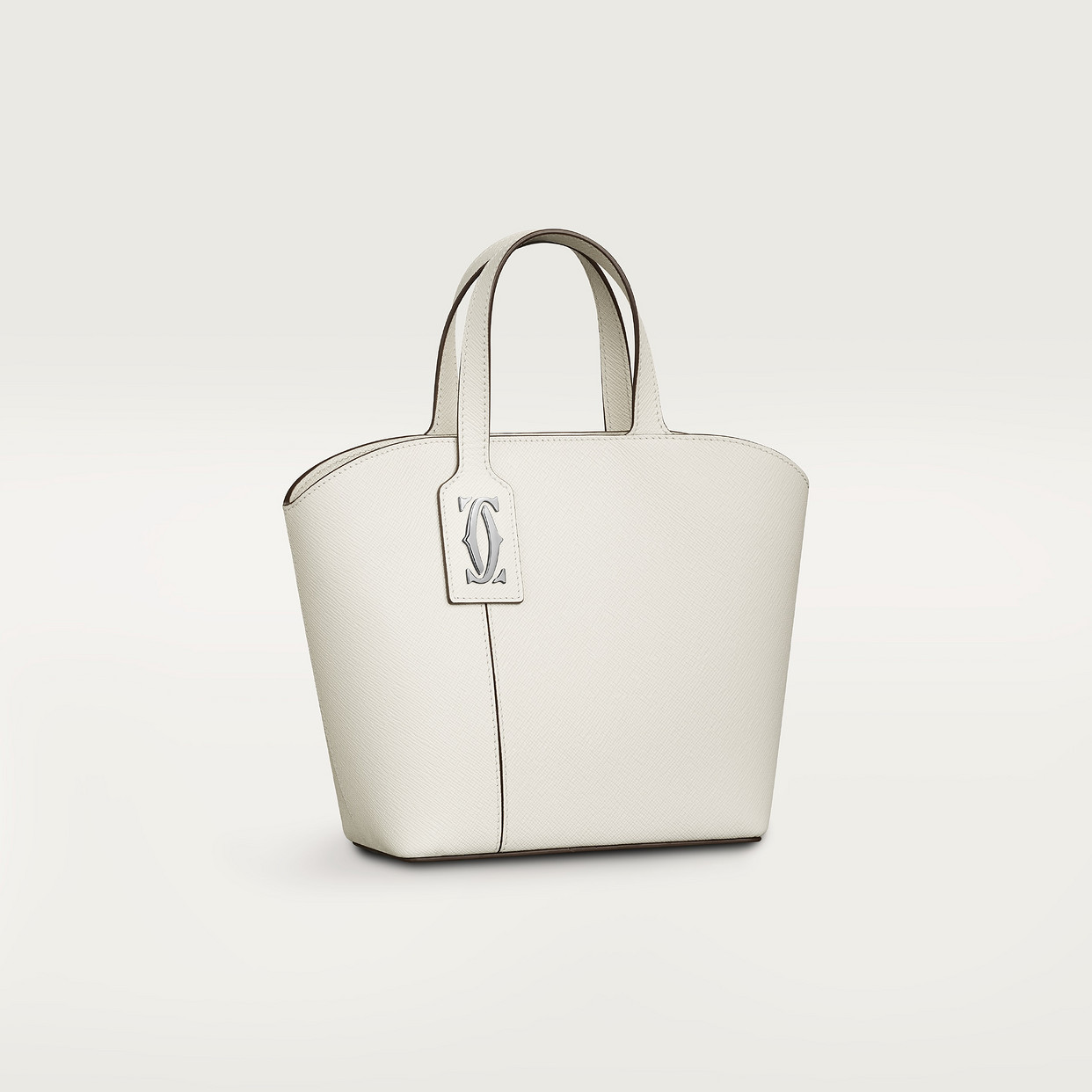 

Женская сумка-тоут Cartier Sac cabas mini modèle, C de Cartier, текстурированная телячья кожа цвета белой соли
