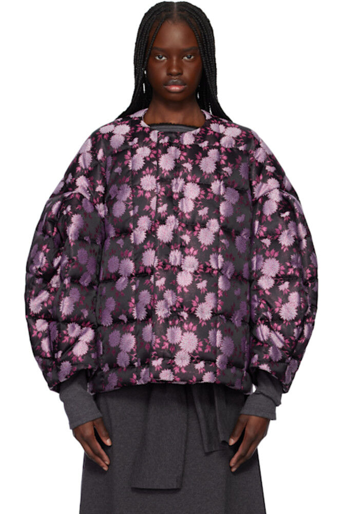 

Стеганая куртка из жаккарда черного и розового цветов Comme des Garçons