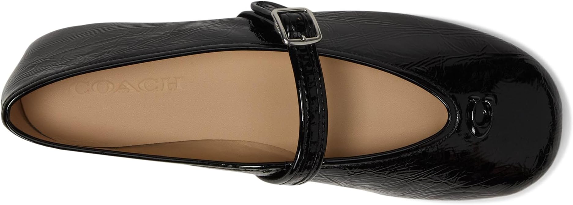 Балетки COACH Sculpted C Crinkle Patent Leather Soft Mary Jane, черный — фото 2