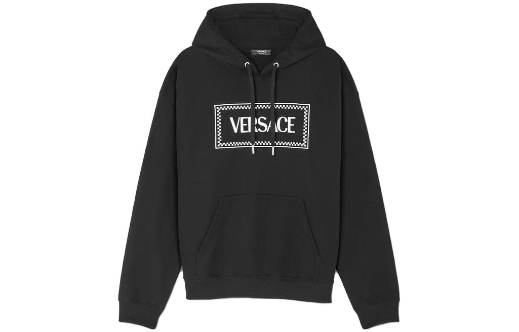 Вышитый худи 90-х с винтажным логотипом на шнурке VERSACE, черный — фото 3