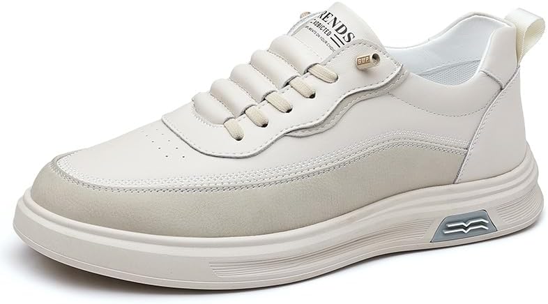 

Мужские кожаные кроссовки на шнуровке с контрастными цветами, низкие повседневные туфли с мягкой подошвой для улицы и отдыха Kpdwfms, бежевый