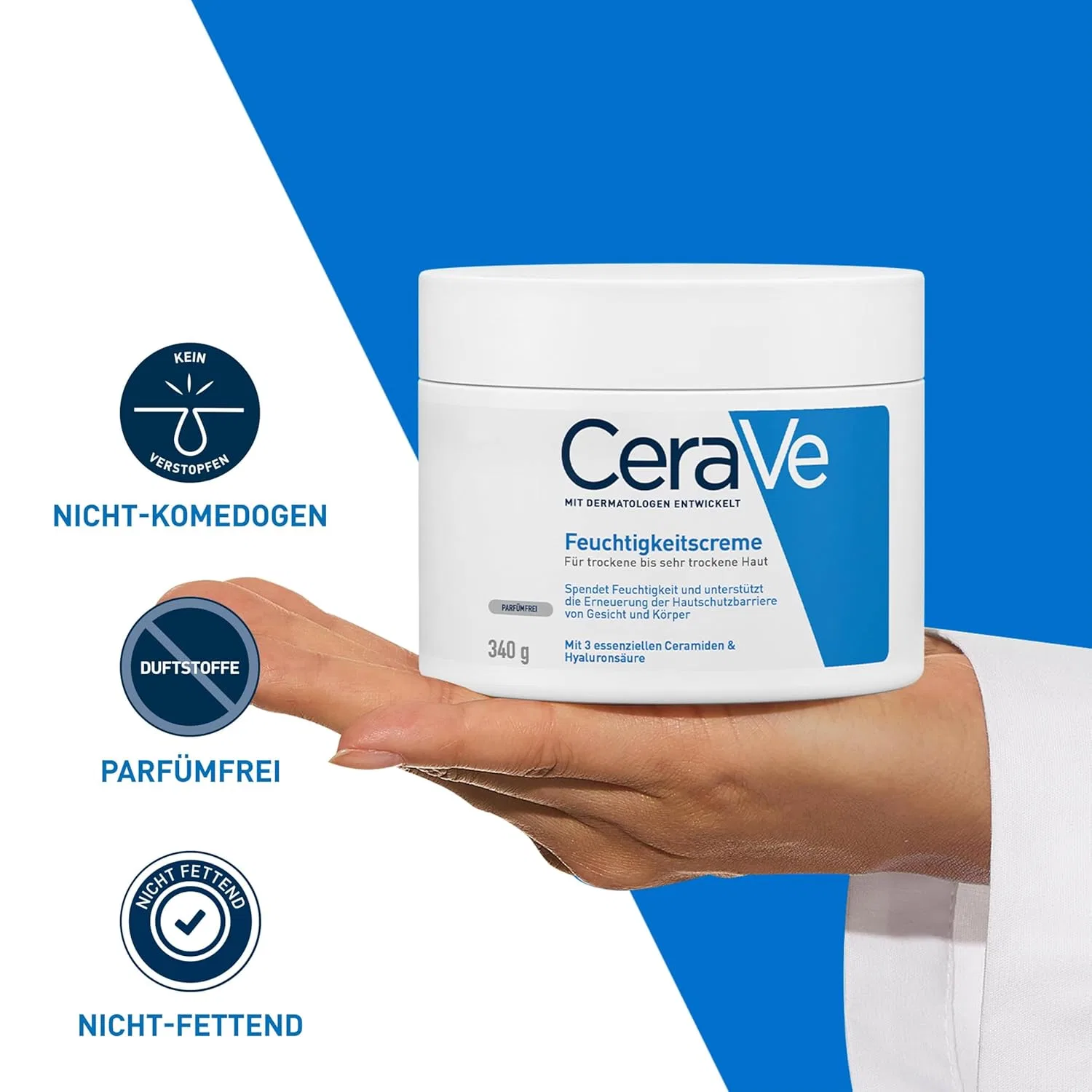 Крем для лица CeraVe — Увлажняющий для сухой и очень сухой кожи с церамидами и гиалуроновой кислотой, 340 г — фото 3