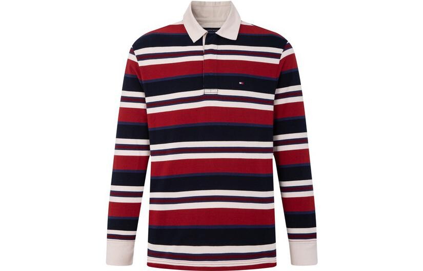 

Рубашка поло мужская в красную, белую и синюю полоску Tommy Hilfiger, цвет Red, white and blue stripes