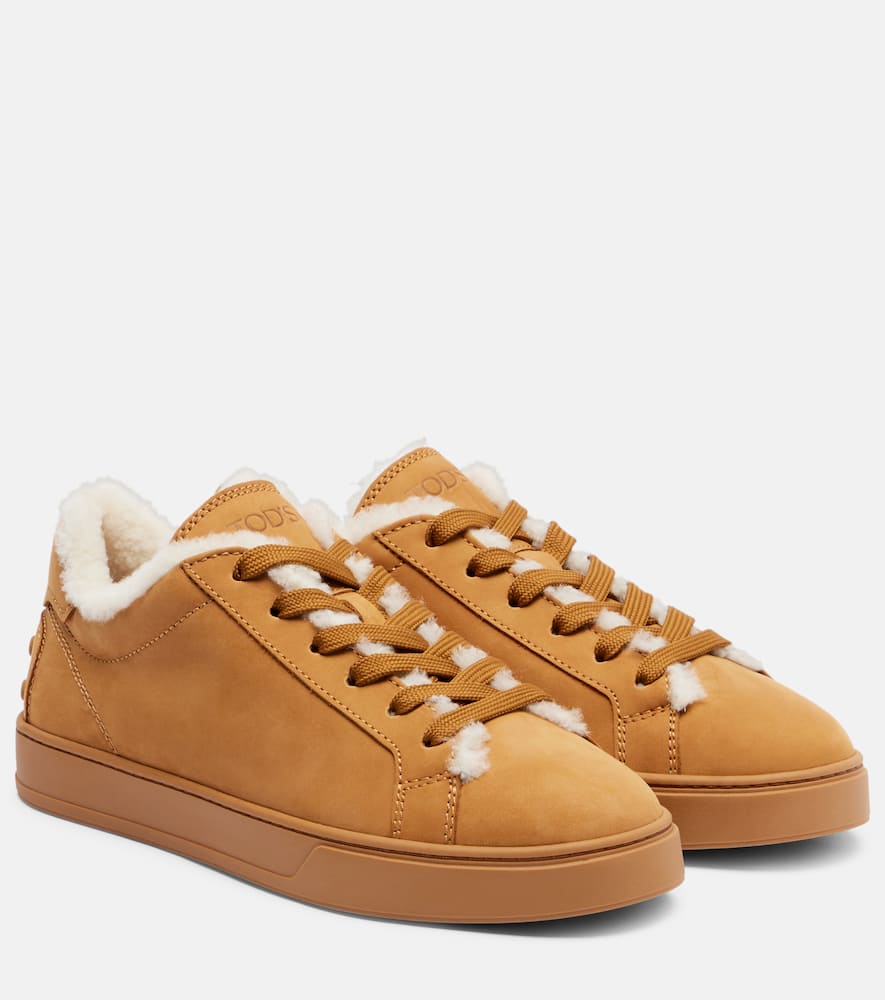Классические замшевые кроссовки с овчиной Tod's, Cammello Chiaro