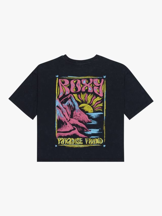 Детская хлопковая футболка с принтом короткий рукав Roxy, Anthracite — фото 2