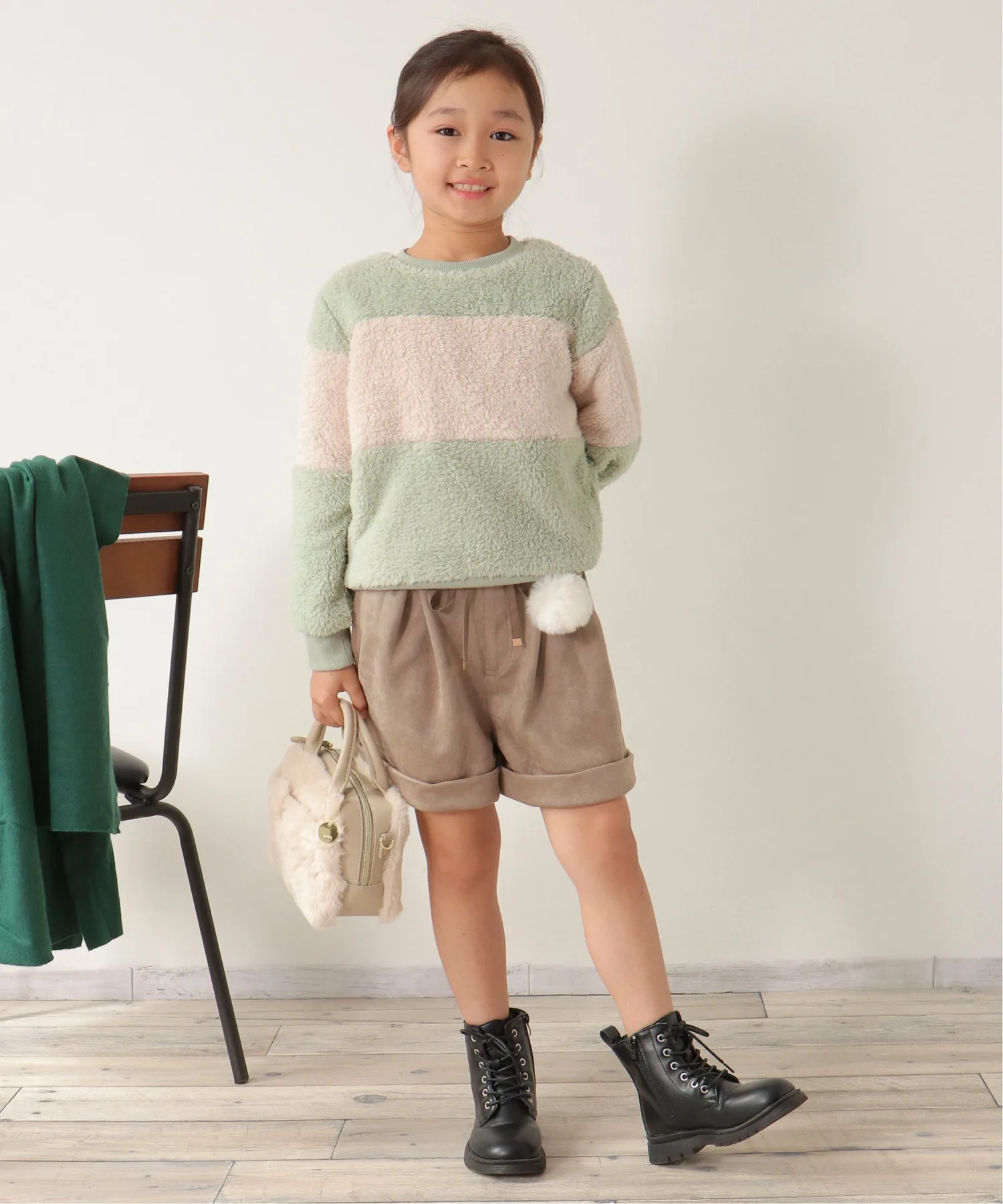 Пуловер с отделкой из искусственного меха (120-160 см) Ikka, Mint Green — фото 4