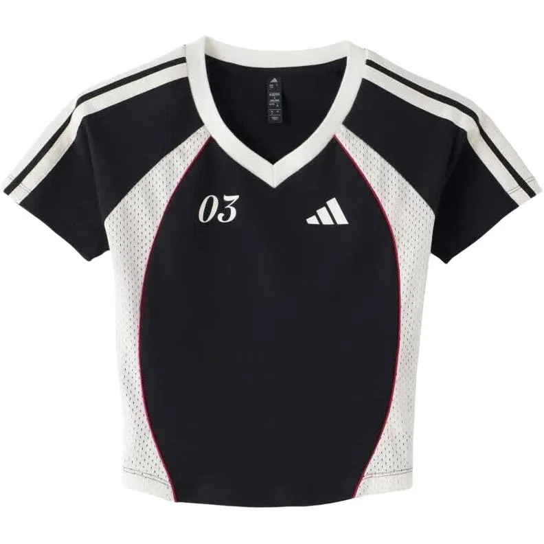 Футболка с V-образным вырезом Adidas Black White